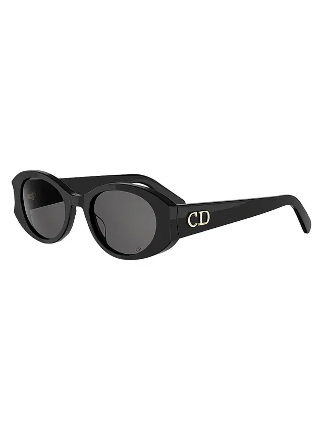 Dior Women's Glow B3I 51MM Tortoiseshell Oval Sunglasses - Shiny Black Smoke