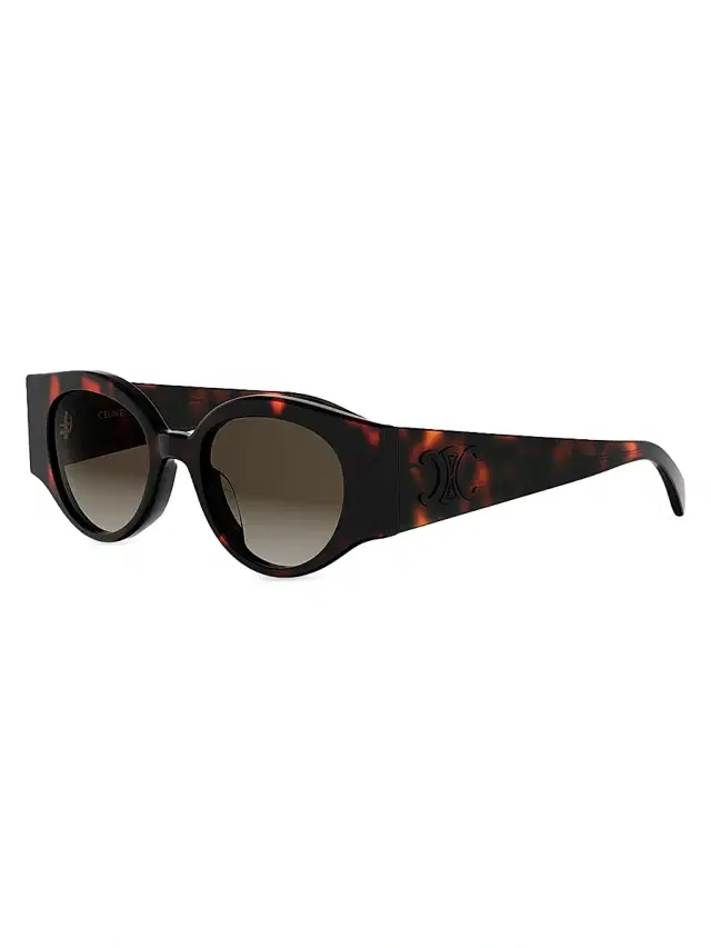 CELINE Women's Triomphe Stamp 50MM Round Sunglasses - Dark Havana Gradient Brown