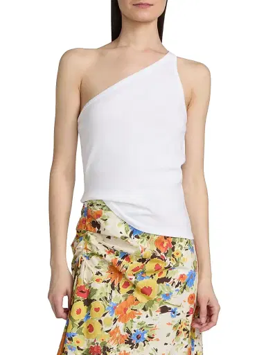 A.L.C. Women's Marlee One-Shoulder Cotton Tank - White - Size XL | Thumbnail 3 A.L.C. Women's Marlee One-Shoulder Cotton Tank - White - Size XL | Thumbnail 3
