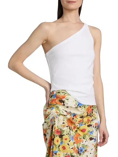 A.L.C. Women's Marlee One-Shoulder Cotton Tank - White - Size XL | Thumbnail 4 A.L.C. Women's Marlee One-Shoulder Cotton Tank - White - Size XL | Thumbnail 4