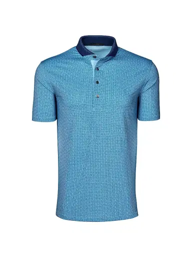 Greyson Men's Pathfinder Deco Print Polo Shirt - Wolf Blue | Thumbnail 1