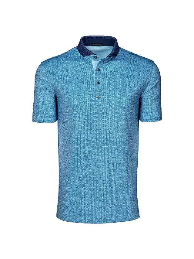 Men's Pathfinder Deco Print Polo Shirt - Wolf Blue