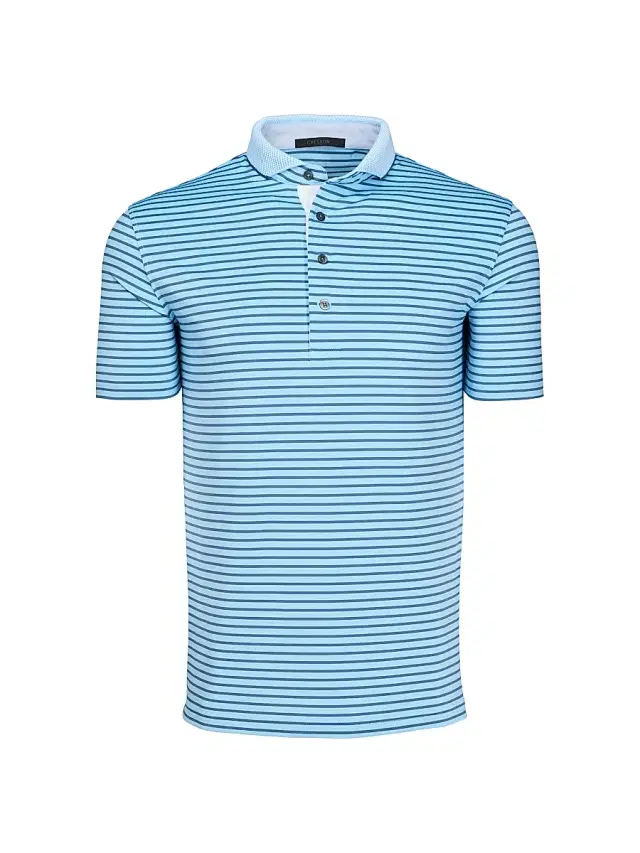 Men's Macabee Striped Polo Shirt - Wolf Blue Vintage