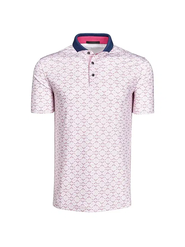 Greyson Men's Wolf Labryinth Printed Polo Shirt - Sunrise