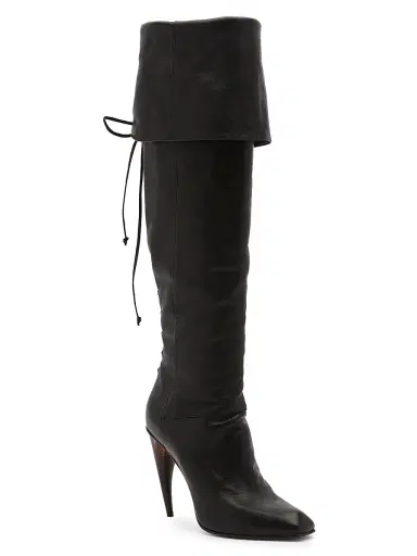 Alexander McQueen Women's Horn 105MM Leather Foldover Lace-Back Boots | Thumbnail 3 Alexander McQueen Women's Horn 105MM Leather Foldover Lace-Back Boots | Thumbnail 3
