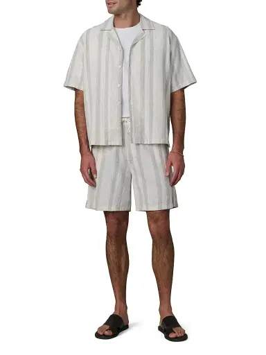 Joe's Jeans Men's Cabana Dobby Striped Cotton-Linen Shirt - Grey Stripe - Size XXL | Thumbnail 2