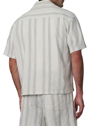 Joe's Jeans Men's Cabana Dobby Striped Cotton-Linen Shirt - Grey Stripe - Size XXL | Thumbnail 5