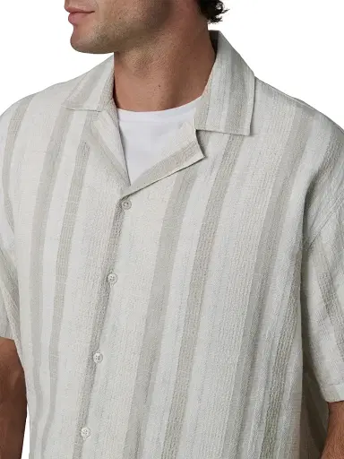 Joe's Jeans Men's Cabana Dobby Striped Cotton-Linen Shirt - Grey Stripe - Size XXL | Thumbnail 6