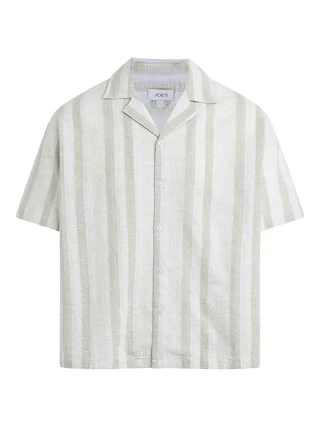 Men's Cabana Dobby Striped Cotton-Linen Shirt - Grey Stripe
