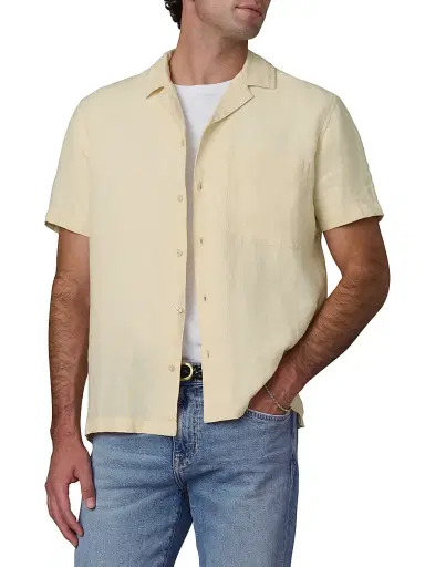 Joe's Jeans Men's Camp Collar Linen Shirt - Summer Sand - Size XXL | Thumbnail 3
