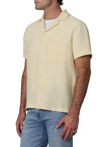 Joe's Jeans Men's Camp Collar Linen Shirt - Summer Sand - Size XXL | Thumbnail 4