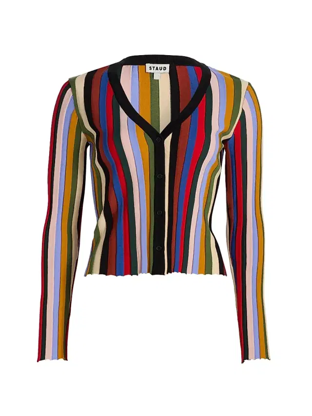 Staud Women's Ezra Striped Cardigan - Artist Stripe - Size XS