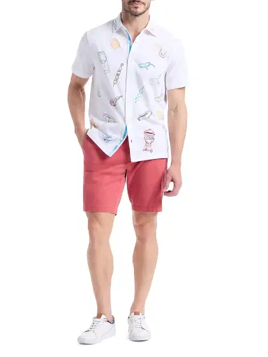 Robert Graham Men's Out Of Office Cotton Short-Sleeve Shirt - White - Size XXL | Thumbnail 2