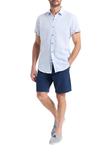 Robert Graham Men's Brackenbury Cotton Short-Sleeve Shirt - Blue - Size XL | Thumbnail 2
