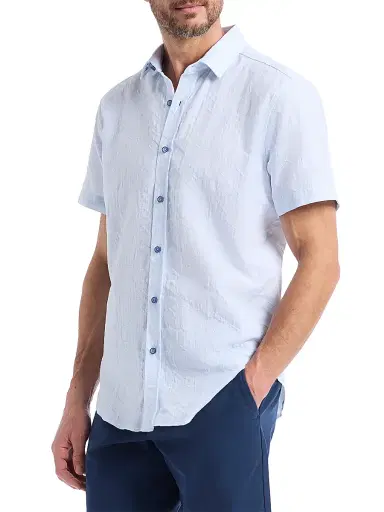 Robert Graham Men's Brackenbury Cotton Short-Sleeve Shirt - Blue - Size XL | Thumbnail 4