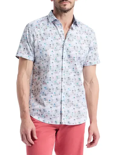 Robert Graham Men's Embarcadero Geometric Cotton Short-Sleeve Shirt - Size XXL | Thumbnail 3 Robert Graham Men's Embarcadero Geometric Cotton Short-Sleeve Shirt - Size XXL | Thumbnail 3