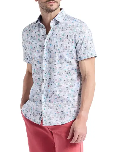 Robert Graham Men's Embarcadero Geometric Cotton Short-Sleeve Shirt - Size XXL | Thumbnail 4 Robert Graham Men's Embarcadero Geometric Cotton Short-Sleeve Shirt - Size XXL | Thumbnail 4