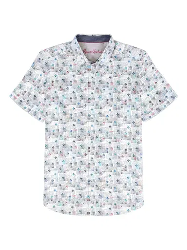 Robert Graham Men's Embarcadero Geometric Cotton Short-Sleeve Shirt - Size XXL | Thumbnail 1 Robert Graham Men's Embarcadero Geometric Cotton Short-Sleeve Shirt - Size XXL | Thumbnail 1
