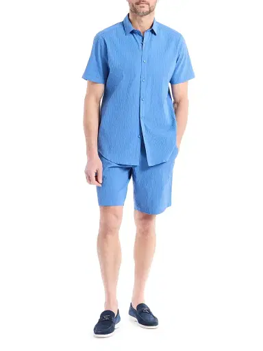 Robert Graham Men's Thresher Cotton-Blend Seersucker Shorts - Blue - Size 40 | Thumbnail 2