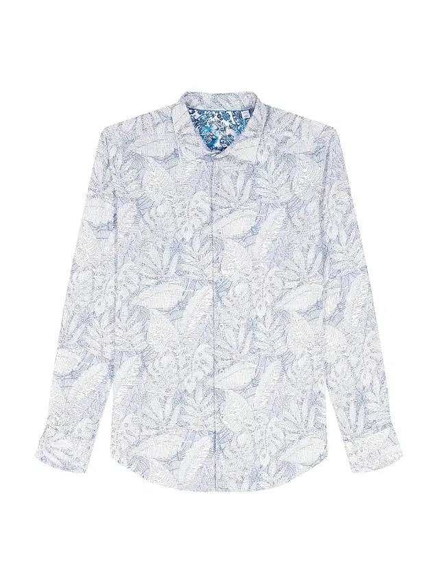 Men's Winesap Damask Woven Shirt - Slate Blue