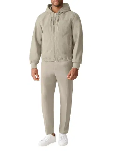 Mackage Men's Sylas Suede Hooded Jacket - Taupe - Size 40 | Thumbnail 1 Mackage Men's Sylas Suede Hooded Jacket - Taupe - Size 40 | Thumbnail 1