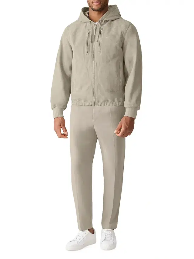 Men's Sylas Suede Hooded Jacket - Taupe