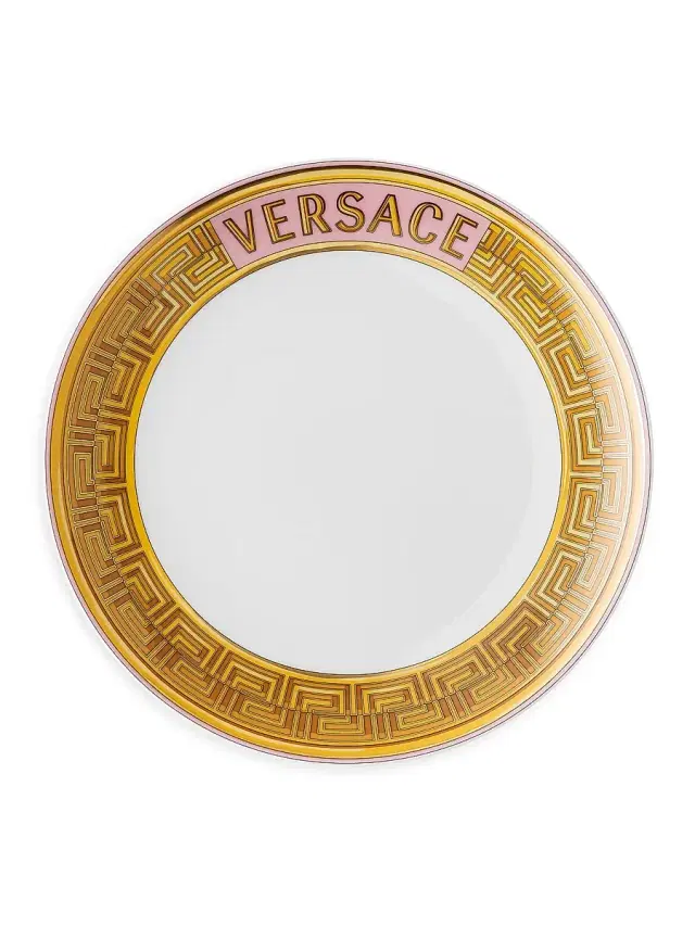 Rosenthal Meets Versace Medusa Amplified Pink Coin Porcelain Salad Plate - Blue