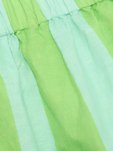 VERANDAH Women's Ammama Summer Linen-Cotton Shorts - Aqua And Green Stripes - Size XL | Thumbnail 7