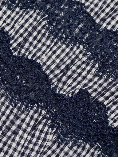 Cami NYC Women's Veredi Gingham Lace-Trimmed Blouse - Blue Gingham | Thumbnail 7