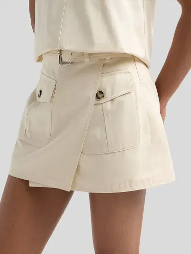 Proenza Schouler Women's Bruni Wrap-Front Cotton Drill Shorts - Marzipan - Size 12 | Thumbnail 5