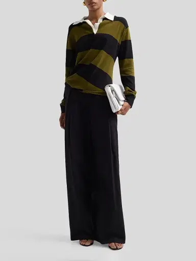 Proenza Schouler Women's Corinna Striped Cotton Rugby Top - Black Multi - Size XL | Thumbnail 2 Proenza Schouler Women's Corinna Striped Cotton Rugby Top - Black Multi - Size XL | Thumbnail 2
