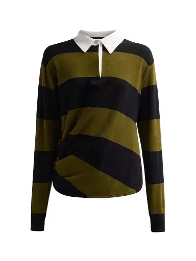 Proenza Schouler Women's Corinna Striped Cotton Rugby Top - Black Multi - Size XL | Thumbnail 1 Proenza Schouler Women's Corinna Striped Cotton Rugby Top - Black Multi - Size XL | Thumbnail 1