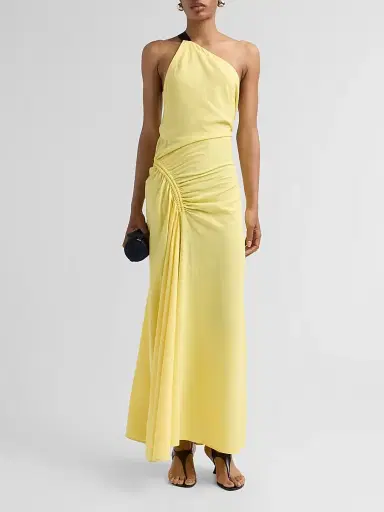 Proenza Schouler Women's Sirena Ruched One-Shoulder Gown - Yellow | Thumbnail 2