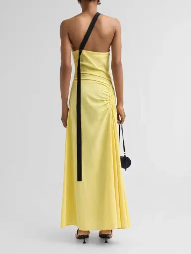 Proenza Schouler Women's Sirena Ruched One-Shoulder Gown - Yellow | Thumbnail 3