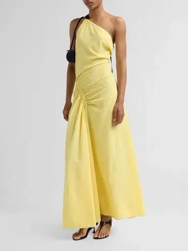 Proenza Schouler Women's Sirena Ruched One-Shoulder Gown - Yellow | Thumbnail 4