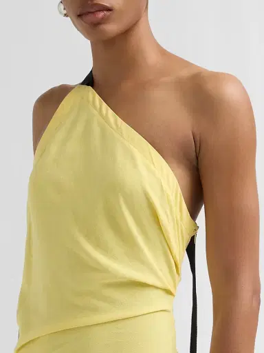 Proenza Schouler Women's Sirena Ruched One-Shoulder Gown - Yellow | Thumbnail 5