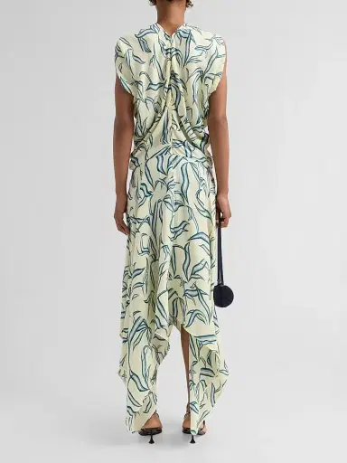 Proenza Schouler Women's Sybella Printed Silk-Linen Dress - Pale Yellow Multi | Thumbnail 3