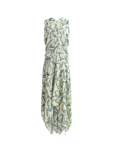 Proenza Schouler Women's Sybella Printed Silk-Linen Dress - Pale Yellow Multi | Thumbnail 1
