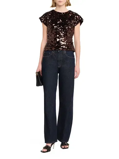 Ganni Women's Velvet Sequins Top | Thumbnail 2
