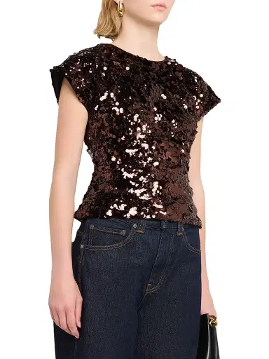 Ganni Women's Velvet Sequins Top | Thumbnail 3