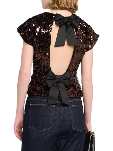 Ganni Women's Velvet Sequins Top | Thumbnail 4
