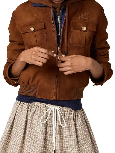 Miu Miu Women's Waxed Suede Jacket | Thumbnail 3 Miu Miu Women's Waxed Suede Jacket | Thumbnail 3