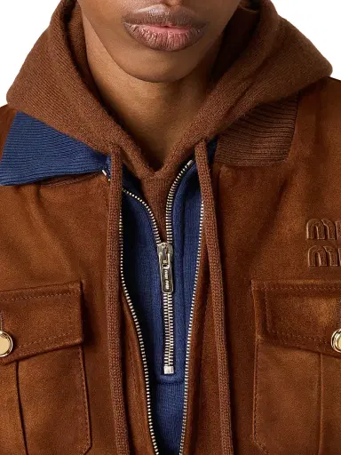 Miu Miu Women's Waxed Suede Jacket | Thumbnail 5 Miu Miu Women's Waxed Suede Jacket | Thumbnail 5