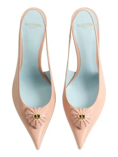 Valentino Garavani Women's Coeur 100MM Royal Slingback Pumps in Kidskin - Phard - Size 11.5 | Thumbnail 4