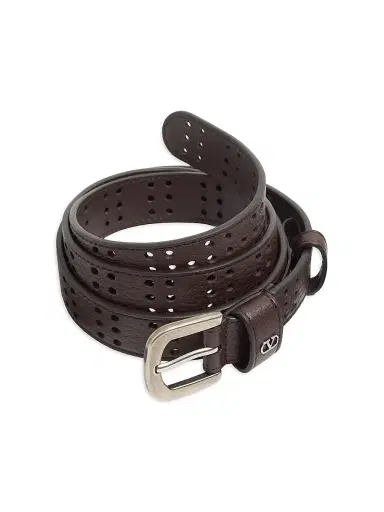 Valentino Garavani Men's Mini VLogo Signature Belt in Perforated Leather | Thumbnail 2 Valentino Garavani Men's Mini VLogo Signature Belt in Perforated Leather | Thumbnail 2
