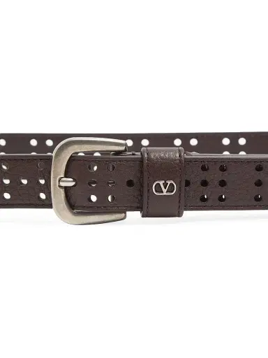 Valentino Garavani Men's Mini VLogo Signature Belt in Perforated Leather | Thumbnail 3 Valentino Garavani Men's Mini VLogo Signature Belt in Perforated Leather | Thumbnail 3