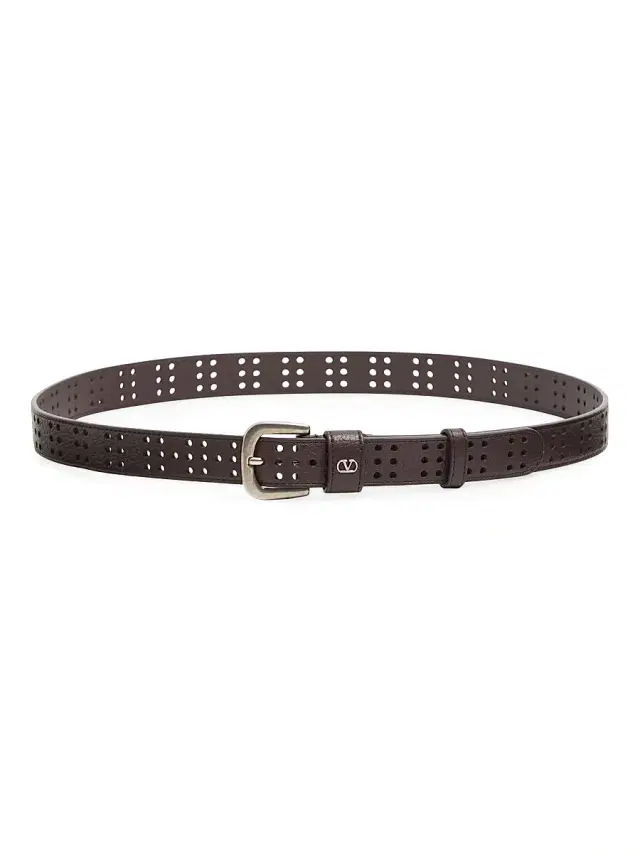 Valentino Garavani Men's Mini VLogo Signature Belt in Perforated Leather - Brown