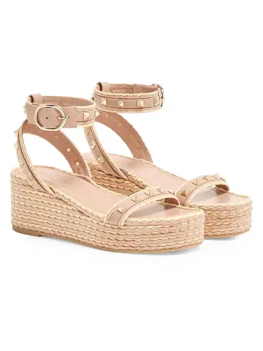 Valentino Garavani Women's Rockstud 45MM Flatform Sandals - Rose Cannelle - Size 10 | Thumbnail 2