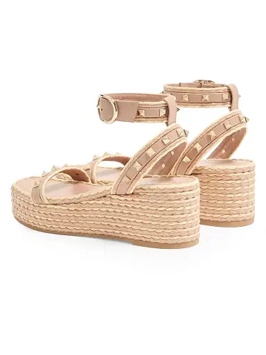 Valentino Garavani Women's Rockstud 45MM Flatform Sandals - Rose Cannelle - Size 10 | Thumbnail 3