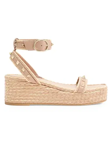 Valentino Garavani Women's Rockstud 45MM Flatform Sandals - Rose Cannelle - Size 10 | Thumbnail 1